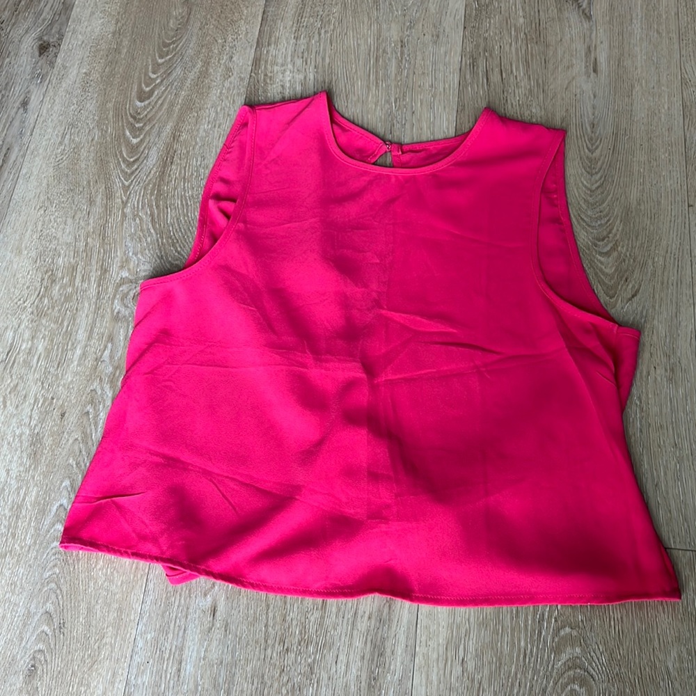 Hot pink crop top with open slit back